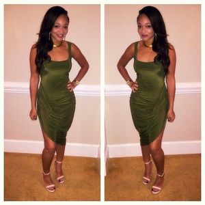 Olive green cinched dress SEXY